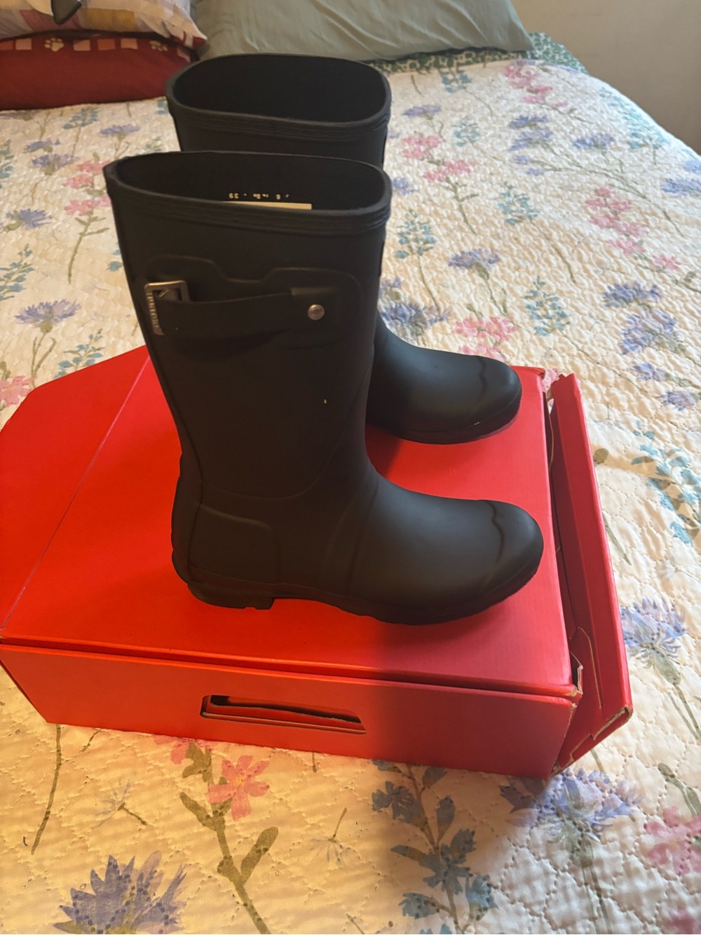 Hunter Black Matte Mid-Calf Waterproof Rain Boots